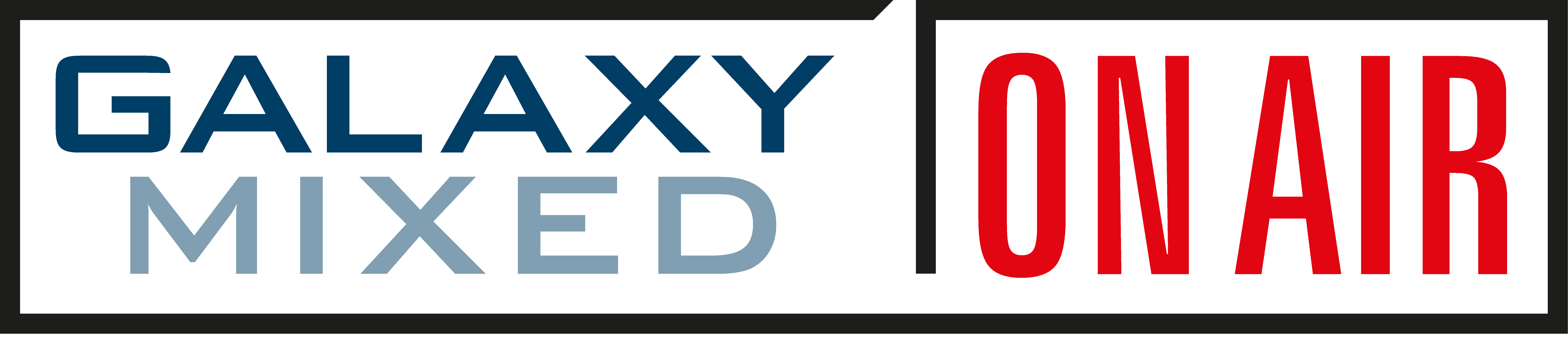 Allgemeines Logo des Jugendradios Galaxy Mixed. Daneben die Bezeichnung der Jugendradioredaktion in Freilassing: On Air